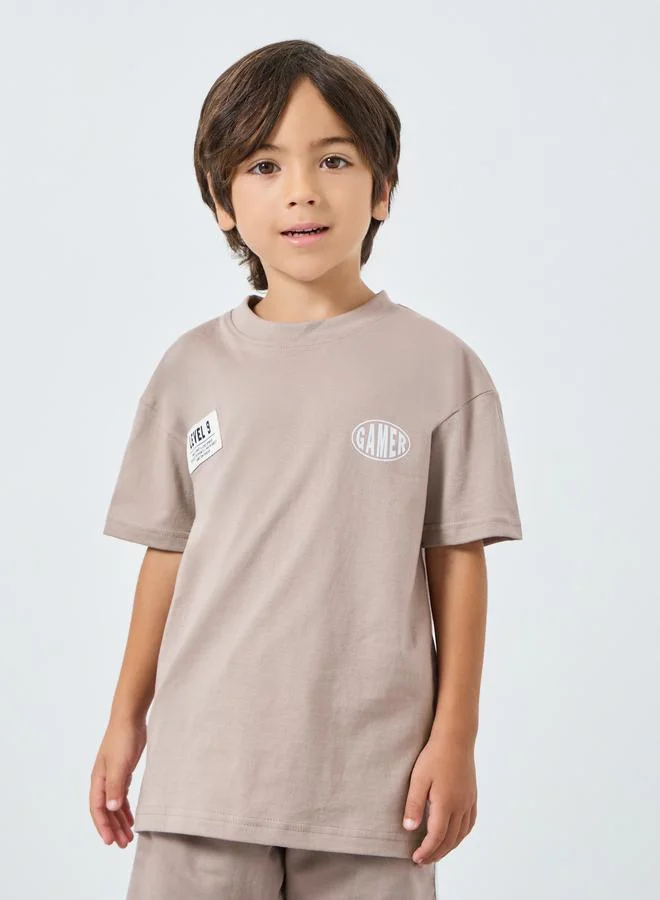 Styli Boys Grey Cotton T-Shirt And Shorts Set